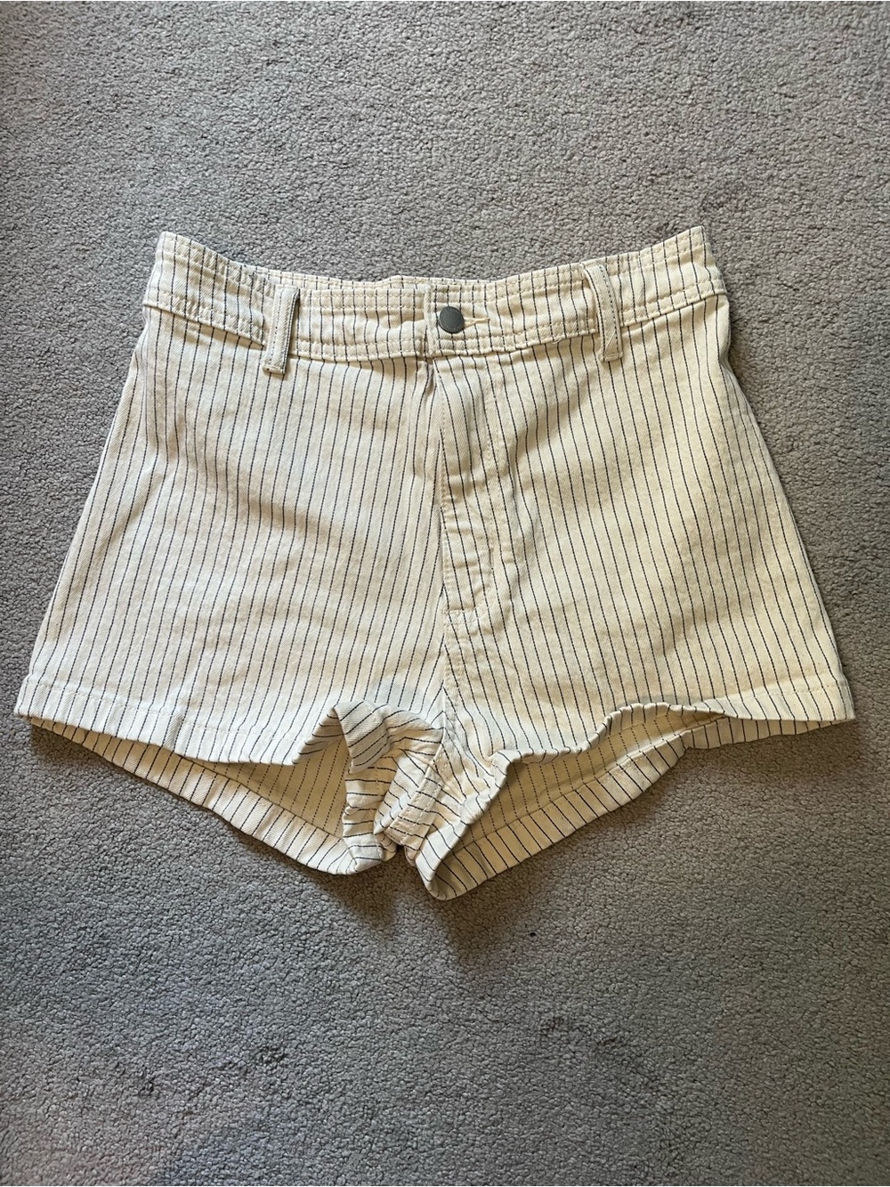 Striped Cream High-Waist Women’s Shorts